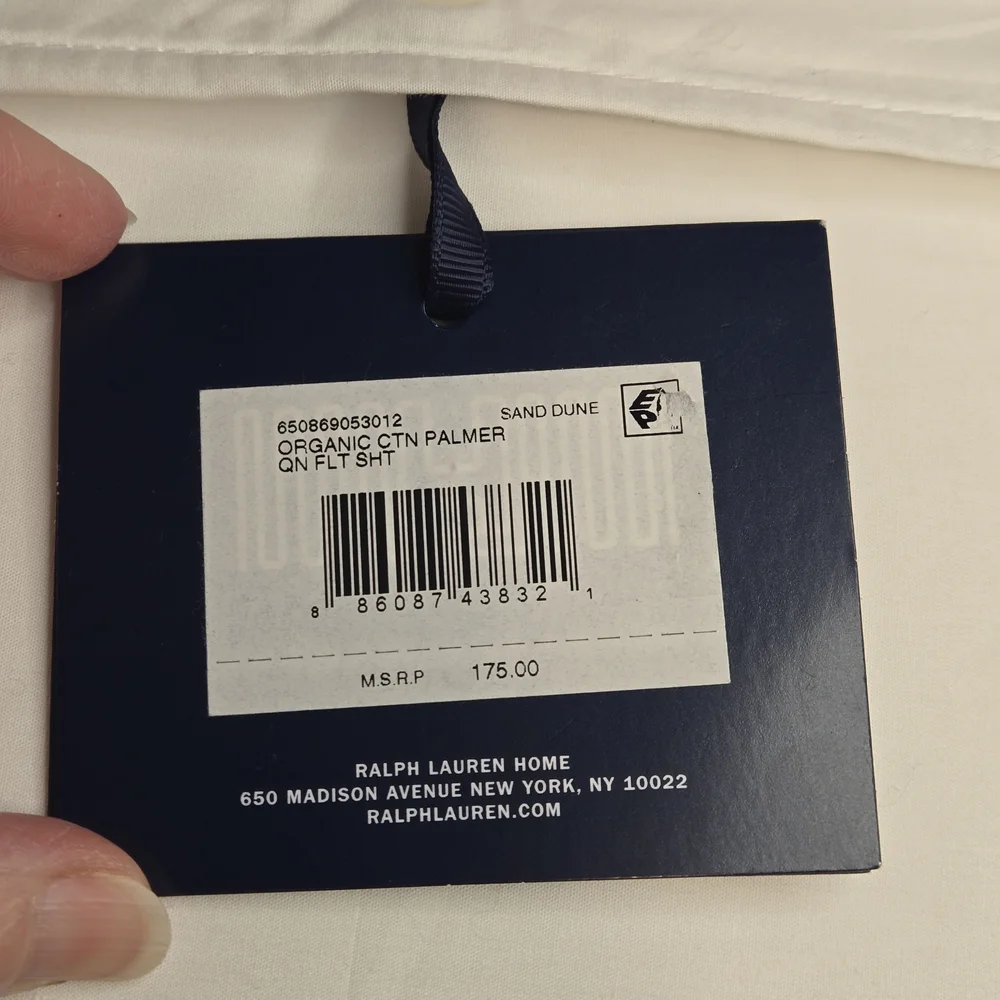 ​NWT Ralph Lauren Palmer Percale Queen Flat Sheet - Sand Dune